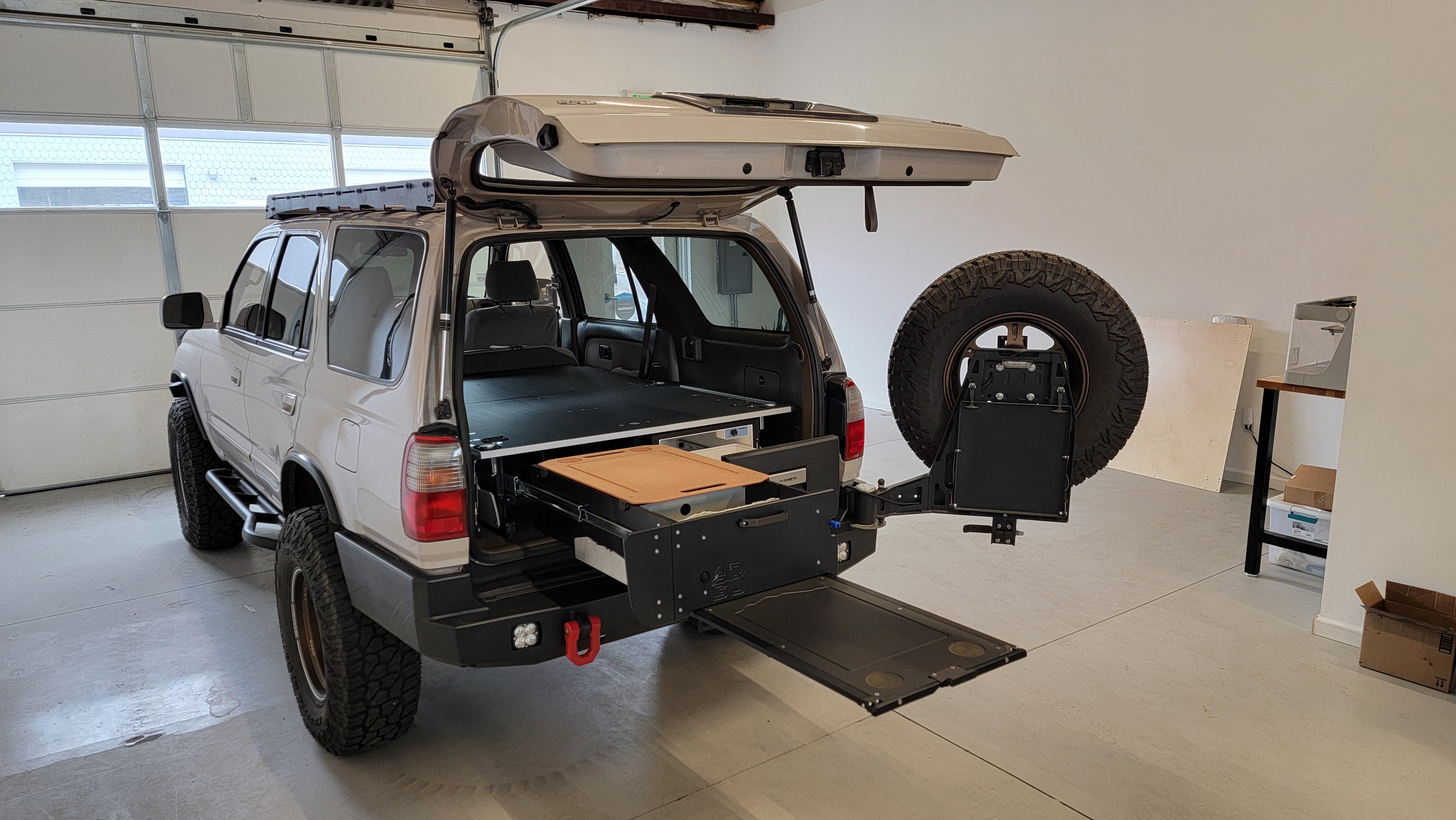 3rd Gen Toyota 4Runner Sleeping Platform, drawer and fridge